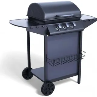 Outdoor-Gasgrill mit drei Brennern Abmessungen 104x55x98 cm Doppel-Edelstahl-Grill und Lebensmittel-Regal