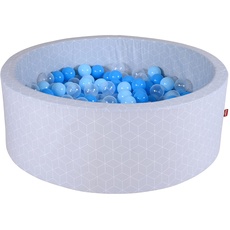 Bild Bällebad soft geo cube grey inkl. 300 Bälle soft blue/blue/transparent