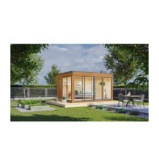 WOLFF FINNHAUS Gartenhaus »Finn Cube Typ 2«, Holz, BxT: 429 x 328 cm (Außenmaße inkl. Dachüberstand) - braun