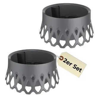 GarPet 2er Set Grabschale für Friedhof Pflanzschale für Friedhof Grab Vase mit Selbstbewässerung und Wasserüberlauf anthrazit Ø 30 frostsicher