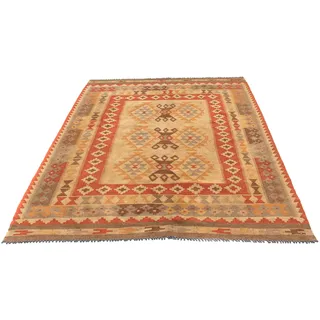 morgenland Wollteppich »Kelim - Oriental - 201 x 144 cm - mehrfarbig«, rechteckig, 4 mm Höhe, Wohnzimmer, Einzelstück, bunt