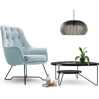 DomoHome Sessel EZO Komfortabler Moderner Designer-Sessel Ergonomische Polsterung, Stabile beine, PUR-Schaum Sitzkomfort, Hochwertiger Stoffbezug Größe: 72x83x101 cm, Farbe: TÜRKIS - Türkis