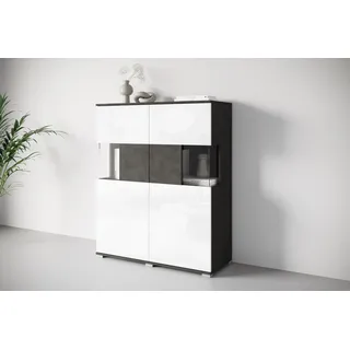 INOSIGN Highboard »Kenia«, Modernes Highboard mit Glastüren, Breite 100 cm, schwarz-weiß