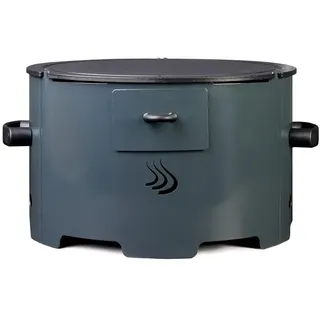 Eco Fire - Tragbarer Pelletgrill Modell "Apache" mit Stahlplatte Durchmesser 38 cm und Dicke 6 mm - Anthrazitgrau