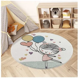 Carpet City »Anime9393« rund 11 mm Höhe Spielteppich, Mädchen, Herzen, Ballon, Weicher Flor, Pflegeleicht,