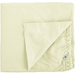 Linen & Cotton Weicher Griff Spannbettlaken Spannbetttuch Bettlaken mit Gummizug Alicia -100% Leinen Gewaschen, Ecru Weiß (140 x 200 cm) Laken Leintuch Betttuch Hoch Bettwäsche Bett Doppelbett Sommer