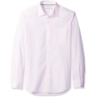 Amazon Essentials Herren Langärmeliges Business Hemd aus Popeline Schmale Passform, Rosa, M