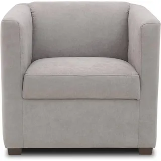 DOMO. collection Sessel Bob FK, kleiner Retro-Sessel mit Armlehnen und Federkern, Polstersessel, Cocktailsessel, Loungesessel, 73 x 75 x 69 cm (BxTxH), Webstoff in silber