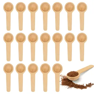20 Stück Wooden Spoon, 6.9 * 2.5cm Runder Holzlöffel Klein, Gewürzlöffel Mini Löffel mit Kurzem Griff, Holzkochlöffel Kleine Löffel für Gewürze, Honig, Kaffee, Salz, Marmeladengläser, Zucker, Kinder