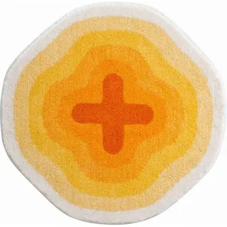 Grund KARIM RASHID Exklusiver Designer Badteppich 100% Polyacryl, ultra soft, rutschfest, ÖKO-TEX-zertifiziert, 5 Jahre Garantie, KARIM 03, Badematte 90 cm rund, gelb