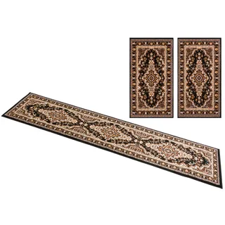 Home affaire Bettumrandung »Oriental, Made in Belgium«, (3 tlg.), Läufer-Set, Kurzflor, Orient-Optik, mit Bordüre, pflegeleicht, elegant Home affaire braun B/L (Brücke): 60 cm x 110 cm (2 St.)   B/L (Läufer): 60 cm x 320 cm (1 St.)