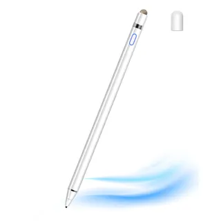 Active Stylus Pen für alle Touchscreens, 1,5 mm Feinspitze Tablet Stift kompatibel mit i-Pad/iPhone/Nintendo Switch/Android-Geräte Doppelhüte (Elegantes Weiß)