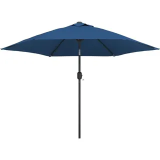 vidaXL Sonnenschirm mit LED-Beleuchtung und Stahl-Mast 300 cm Azurblau - Blau