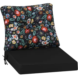 PRIMEPATIO Outdoor Stuhlkissen 50x50, Schaumstoff Sitzkissen mit Bändern