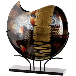 Gilde Bodenvase Dixion schwarz, B:49cm H:51cm T:10cm, Glas, Vasen, Bodenvase, Innenwände sind handbemalt; Nicht wasserdicht,