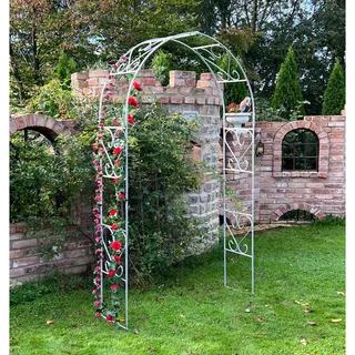 DanDiBo Dandibo Rosenbogen Verzinkt Massiv 120 cm Torbogen 96521 Wetterfest Rundbogen Volleisen Rankhilfe Gartenbogen Feuerverzinkt , Grau , Metall , 120x232x36 cm , Dekoration, Gartendeko