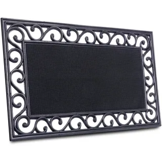 HANSE HOME Fußmatte Gummi 45x75cm - rutschfest und Wetterfest - Outdoor Schmutzfangmatte Gusseisen-Optik für Innen und Außen - Fußabtreter Gummi Noppen für Flur, Terrasse, Eingangsbereich - 45x75cm