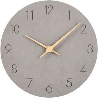 Warminn MDF Holz Wanduhr Ohne TickgeräUsche Lautlos Modern 30cm Quarz Groß Batterie Betriebene Wanduhr Einfach zu Lesen für Zimmer Zuhause KüChe Schlafzimmer BüRo Schule (Grau)