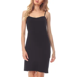 Merry Style Damen Unterkleid kurz Petticoat Knielänge einstellbare Träger MS10-203(Schwarz, M)