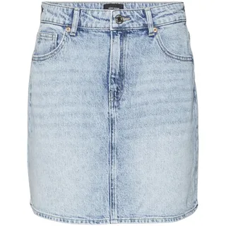 VERO MODA Rock Mini Denim Jeansrock Hoher Bund Knopfleiste Taschen Minirock, Farben:Hellblau, Größe:M