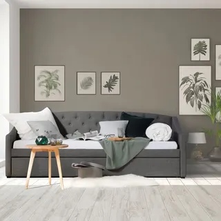 Homestyle4u Tagesbett 90 x 200 cm grau