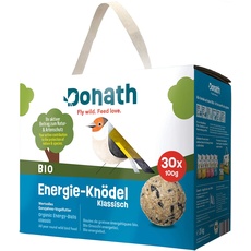 Donath Bio Energie-Knödel Klassisch ohne Netz - Meisenknödel ohne Netz - 100g je Knödel - mit kraftspendendem Fett - Ganzjahres Wildvogelfutter - unsere Manufaktur in Süddeutschland - 30er Karton