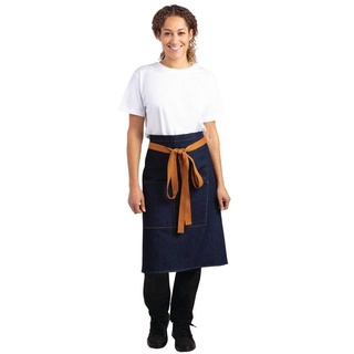 Whites Chefs Clothing BB464 Southside Bistroschürze mit Hellbraunen Bändern, Denim Blau