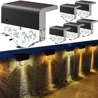 AGOTD Solarleuchte für den Garten, für den Außenbereich, Solar-Beleuchtung für den Garten, Terrassenlampe für den Außenbereich, 2 LED-Modi, Warmweiß + Bernstein, 6 Stück