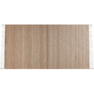 BELIANI Outdoor Teppich Beige Kunststoff 80 x 150 cm Rechteckig Läufer mit Fransen Handgewebt Farbverlauf Boho Fußbodenheizug Geeignet Garten Indoor - Beige