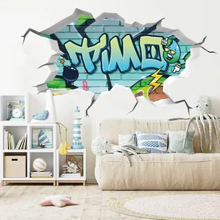 tjapalo® v167 Cooles Wandtattoo Junge Name Wandsticker Jungen Zimmer Wandtattoo Jungen Wandtatoo Kinderzimmer Junge mit Wunschname, Größe: B100xH58cm