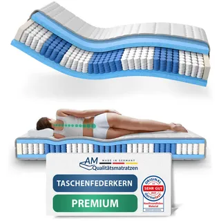 AM Qualitätsmatratzen Premium 7-Zonen Taschenfederkernmatratze 150 x 190 cm H1