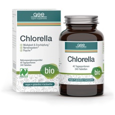 GSE Chlorella Presslinge, 240 Tabletten, Nährstoffreiche Mikro-Alge, reich an Chlorophyll, 100% pflanzlich, vegan und ohne Zusatzstoffe, BIO-Qualität