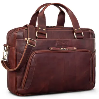 ROYALZ "Chicago Leder Umhängetasche Herren Laptoptasche 15.6 Zoll Messenger Bag Ledertasche groß Aktentasche Vintage Businesstasche für Männer Echtleder;Farbe:Roma Cognac Braun