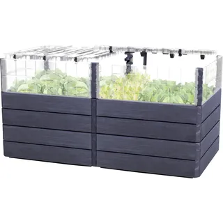 GARANTIA Hochbeet-System 2 L Turbo Plus Ergo Quadro 160 x 80 x 80 cm Braun