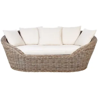 Beliani Sonneninsel 2-Sitzer Naturfarben Cavo , Naturfarben, Beige , Naturmaterialen , 227x80x124 cm , Gartenmöbel, Loungemöbel, Sonneninseln