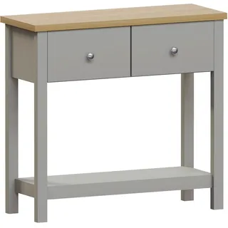 Vida Designs Arlington Konsolentisch mit 4 Schubladen Regal Ablage Eingang Flur Beistelltisch Schminktisch MDF Grau