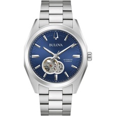 Bulova Herren Analog Mechanisch Uhr mit Edelstahl Armband 96A275, Silber