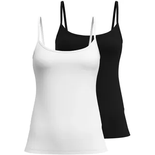 Unterhemd CALIDA "Unterhemd Spaghetti-Top Essential Cotton 2er Pack", Damen, Gr. 36-38, N-Gr, bunt (weiß, schwarz), Obermaterial: 95% Baumwolle CO. 5% Elasthan EL., Unterhemden Unterhemd