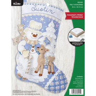 Bucilla 89245E Weihnachtsstrumpf-Set mit Filz-Applikationen, Schneemann, Winter, 45,7 cm, 1