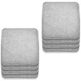 Rubberneck 8er Set rutschfeste Filz Sitzkissen eckig, Stuhlkissen mit Antirutsch-Noppen, hellgrau