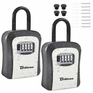 2er-Pack Schlüssel-Aufbewahrungsbox, wasserdichte Metall-Schlüsselbox mit 4-stelliger Zahlenkombination und abnehmbarem Bügel, wandmontierter, zurücksetzbarer Schlüsselversteck, verbesserte große