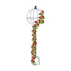 Bild Rankhilfe, 2er Set, HxD: 126x36 cm, Ranksäule für Kletterpflanzen, Metall, freistehender Rosenturm, dunkelgrün