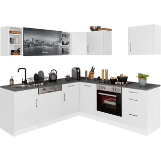 kochstation Winkelküche KS-Paris L-Form 220 cm weiß