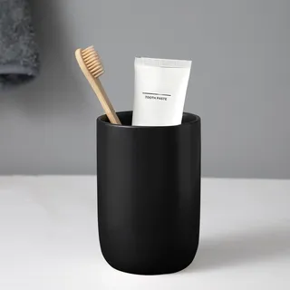 Schwarz Zahnputzbecher Keramik, Zahnbürstenhalter für Elektrische Zahnbürste Zahnbürste und Zahnpasta, Kinder Toothbrush Holder, Zahnbürsten Badezimmer Organizer Schwarz