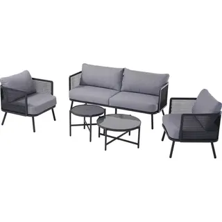 Gartenmöbelset GARDEN PLACE 4 -Sitzer 5 tlg. grau aus Metall, inkl. Auflagen
