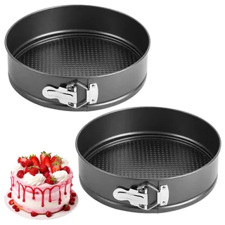 IVEOPPE Springform 16cm Rund Backform - 2 Stück Klein Kuchenform mit Antihaftbeschichtung, Mini Backformen, Tortenform, Kuchenformen für Kuchen Backen