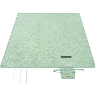 SONGMICS Picknickdecke, 200 x 200 cm, mit 4 Erdankern, groß, Campingdecke, für Park, Garten, Strand, wasserdicht, maschinenwaschbar, faltbar, mintgrün mit tropischem Farn GCM010C02