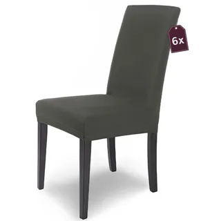 Scheffler Home Premium Stuhlhusse Mia Grau 6er Set Stretch Husse für Schwingstühle Waschbarer Microfaser Bezug mit blickdichter Struktur als stilvoller Stuhlüberzug – Öko-Tex Zertifiziert