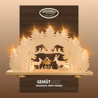 Weigla »Futterkrippe mit echtem Heu, Holz Lichterbogen, NATUR Made in Germany« 1 Stk. Erzgebirge garantiert, Weihnachtsdeko Innen, Weihnachtsbeleuchtung,