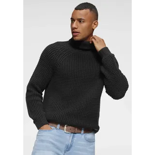 Bruno Banani Rollkragenpullover mit Markenbadge, schwarz,